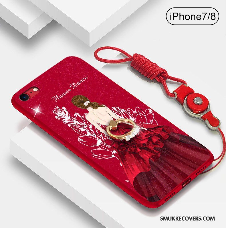 Etui iPhone 8 Plus Tasker Rød Telefon, Cover iPhone 8 Plus Silikone Trendy Ny