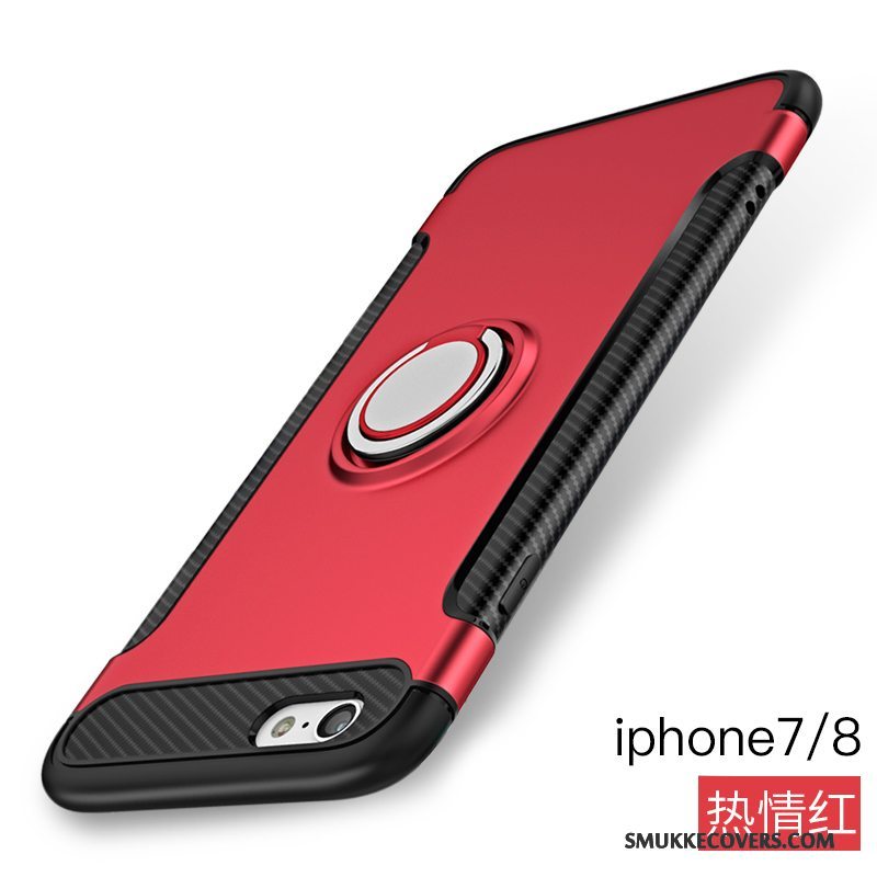 Etui iPhone 8 Support Ring Hver Dag, Cover iPhone 8 Beskyttelse Rød Telefon