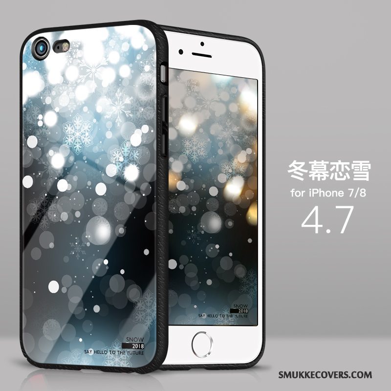 Etui iPhone 8 Tasker Blå Glas, Cover iPhone 8 Silikone Tynd Anti-fald