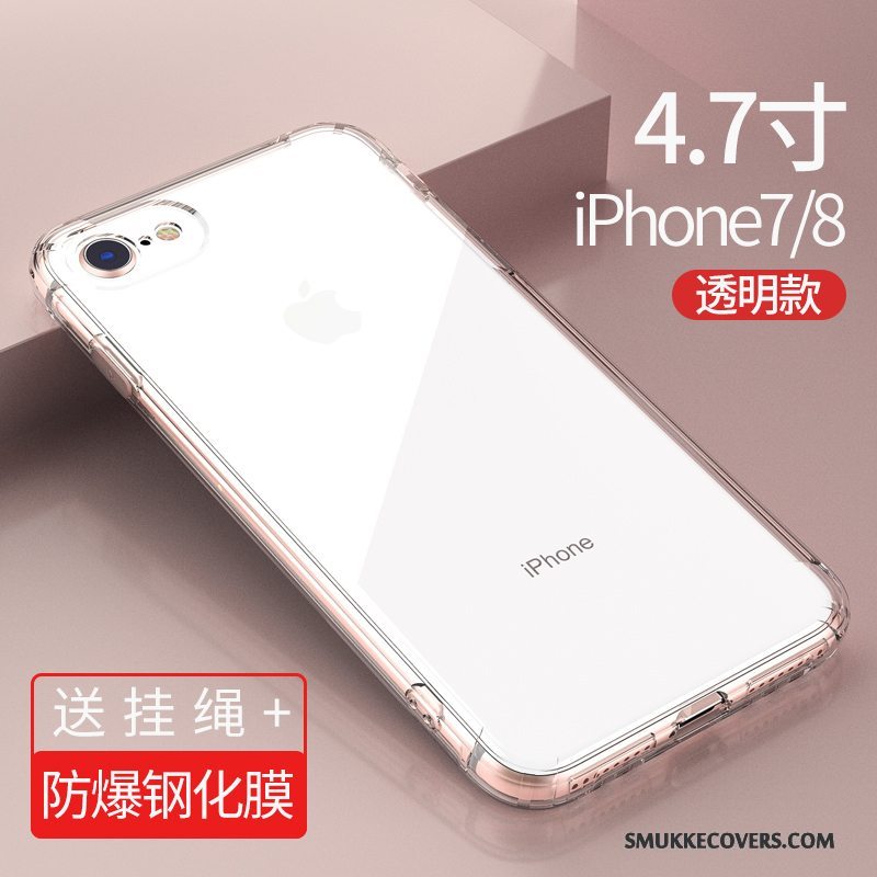 Etui iPhone 8 Tasker Hvid Gennemsigtig, Cover iPhone 8 Silikone Gasbag Telefon