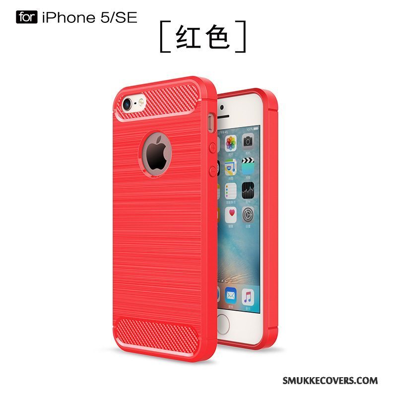 Etui iPhone Se Blød Fiber Telefon, Cover iPhone Se Silikone Sort Trend