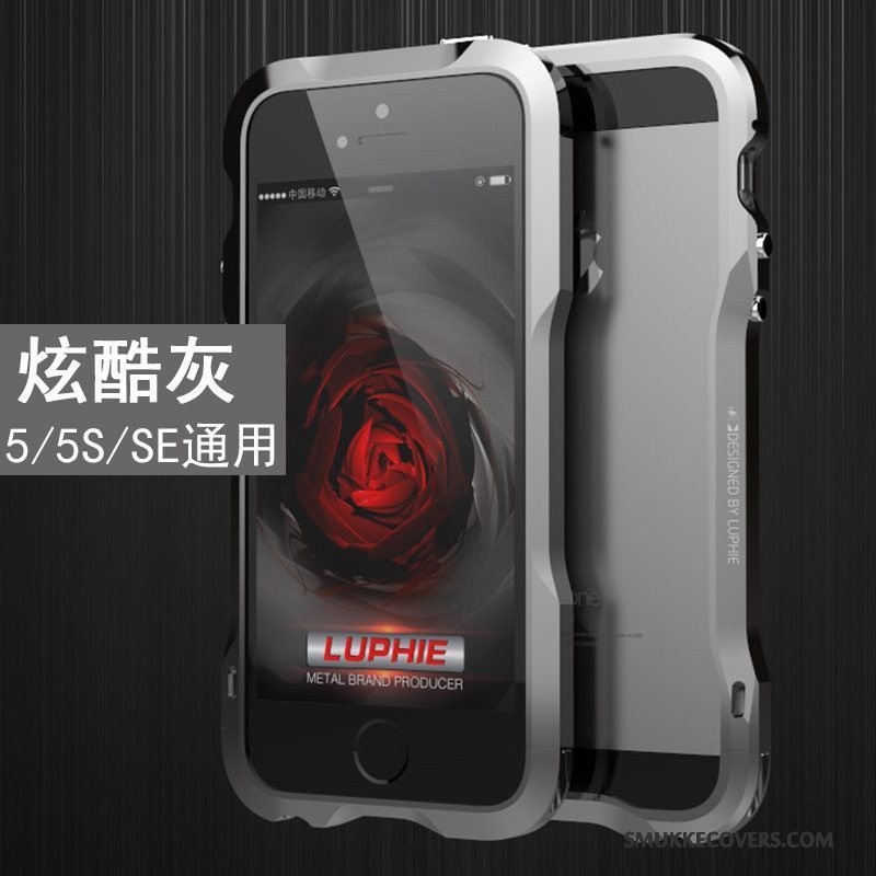 Etui iPhone Se Metal Ramme Ny, Cover iPhone Se Telefongrå