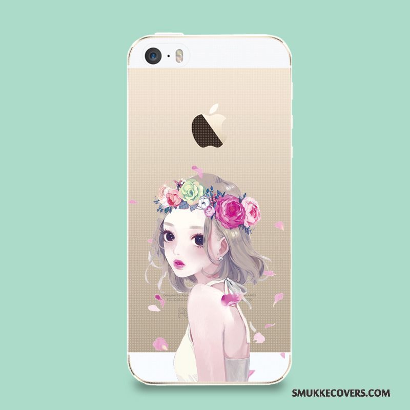 Etui iPhone Se Silikone Pu Telefon, Cover iPhone Se Blød Ny Lyserød