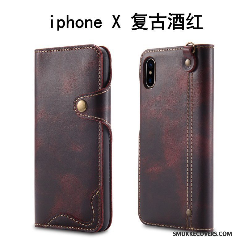 Etui iPhone X Beskyttelse Cow Britisk, Cover iPhone X Folio Rød Anti-fald