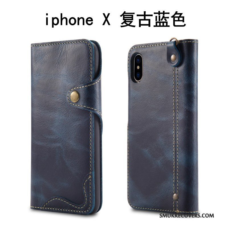 Etui iPhone X Beskyttelse Cow Britisk, Cover iPhone X Folio Rød Anti-fald