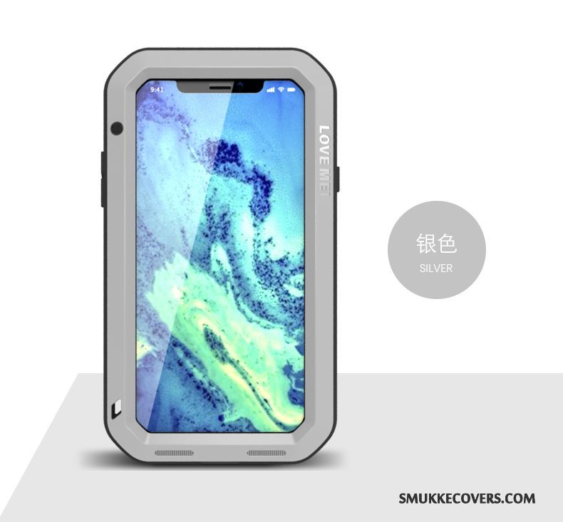 Etui iPhone X Beskyttelse Gul Rød, Cover iPhone X Metal Telefondekompression