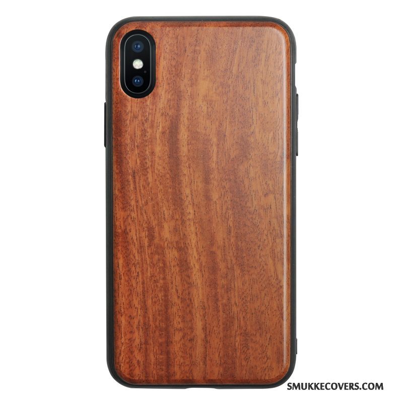 Etui iPhone X Beskyttelse Pu Telefon, Cover iPhone X Tasker Anti-fald Træ