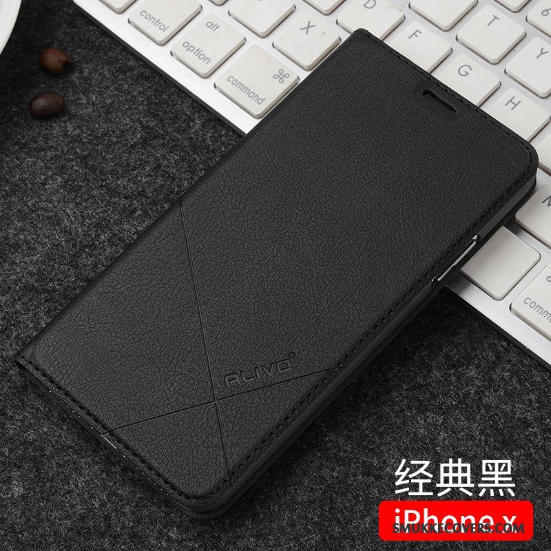 Etui iPhone X Beskyttelse Sort Telefon, Cover iPhone X Tasker Anti-fald Trend