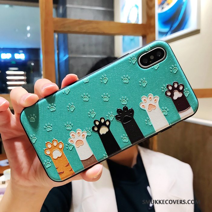 Etui iPhone X Blød Telefonanti-fald, Cover iPhone X Cartoon Kat Lyserød