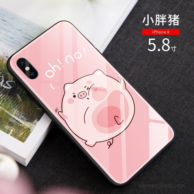 Etui iPhone X Cartoon Sort Anti-fald, Cover iPhone X Tasker Glas Ny