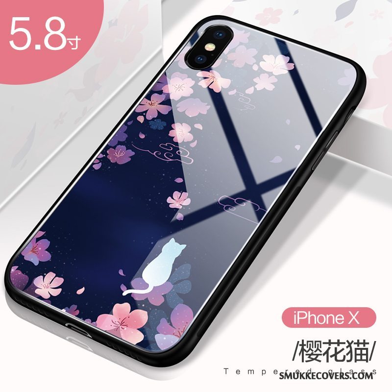 Etui iPhone X Cartoon Sort Anti-fald, Cover iPhone X Tasker Glas Ny