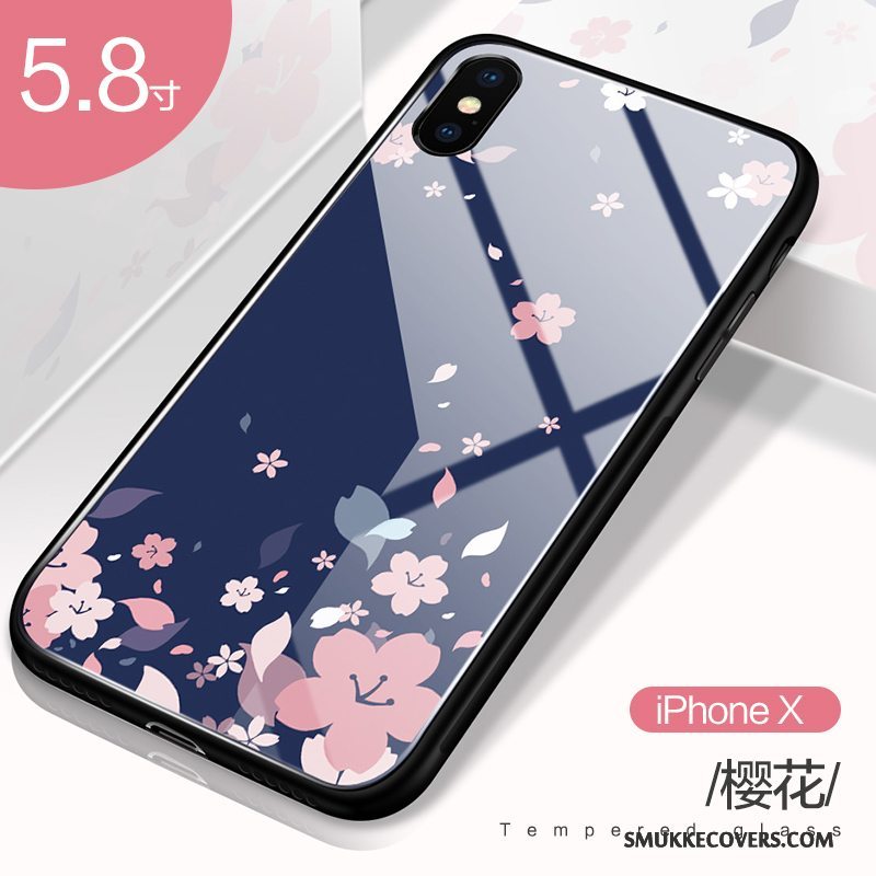 Etui iPhone X Cartoon Sort Anti-fald, Cover iPhone X Tasker Glas Ny