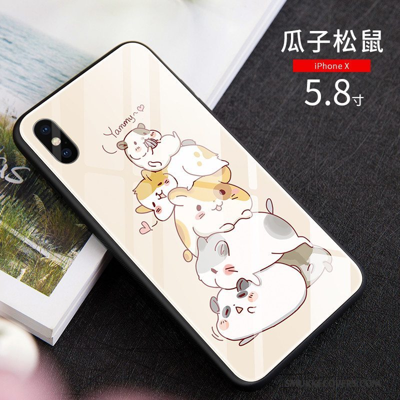 Etui iPhone X Cartoon Sort Anti-fald, Cover iPhone X Tasker Glas Ny