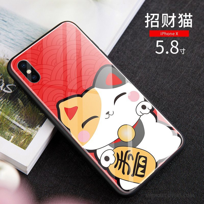 Etui iPhone X Cartoon Sort Anti-fald, Cover iPhone X Tasker Glas Ny