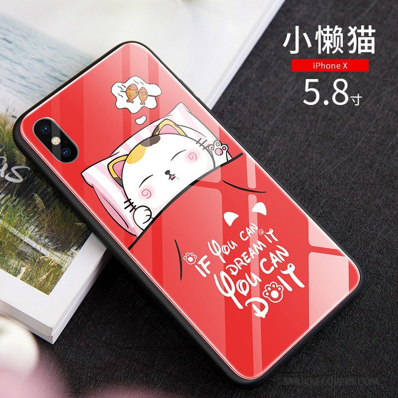 Etui iPhone X Cartoon Sort Anti-fald, Cover iPhone X Tasker Glas Ny