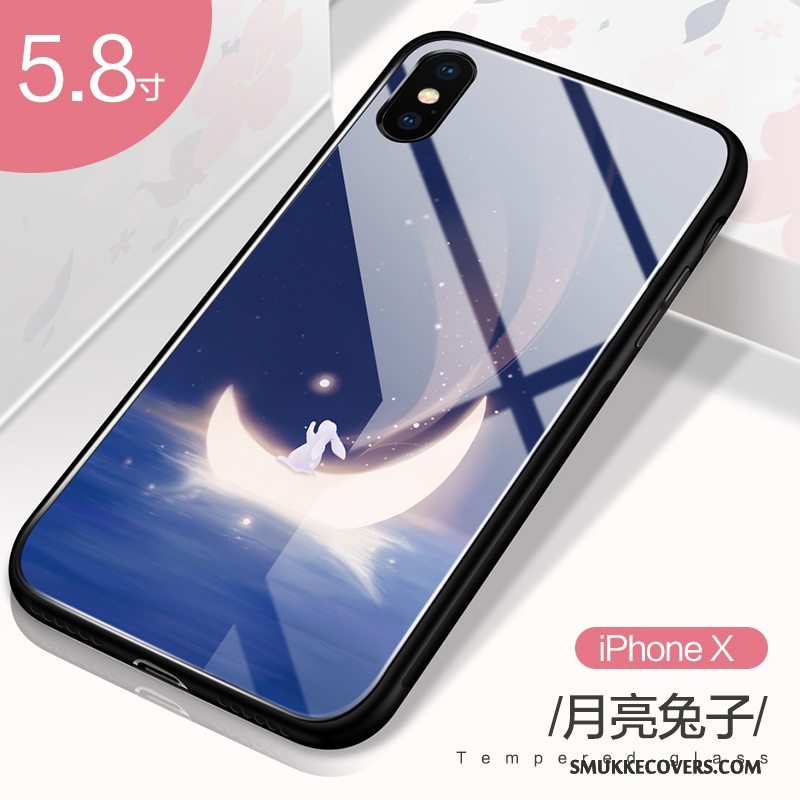 Etui iPhone X Cartoon Sort Anti-fald, Cover iPhone X Tasker Glas Ny