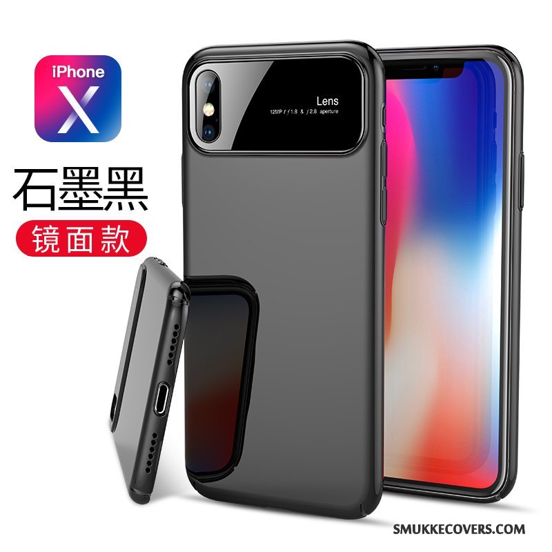 Etui iPhone X Glas Anti-fald, Cover iPhone X Sort Telefon