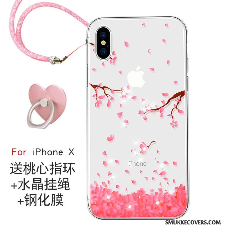 Etui iPhone X Hængende Ornamenter Lyserød, Cover iPhone X Trendy Telefon