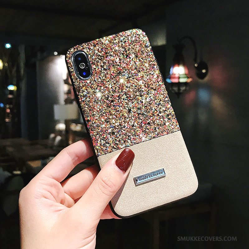 Etui iPhone X Kreativ Telefonpulver, Cover iPhone X Strass Blandede Farver Lyserød