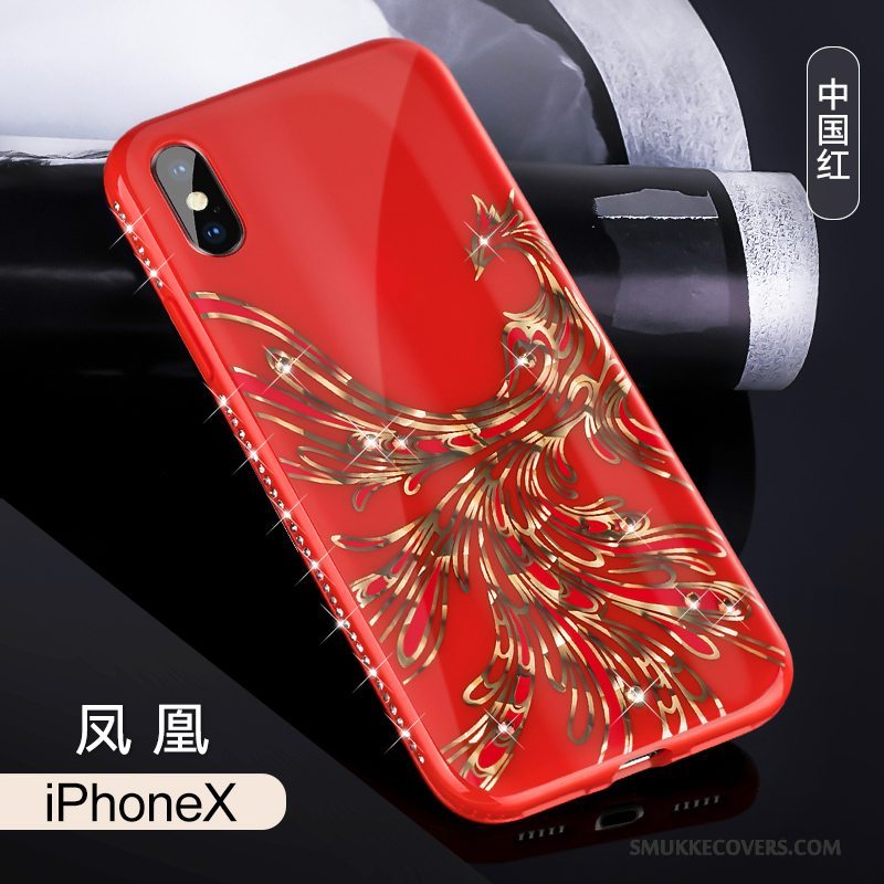 Etui iPhone X Luksus Ny Trendy, Cover iPhone X Farve Anti-fald Rød