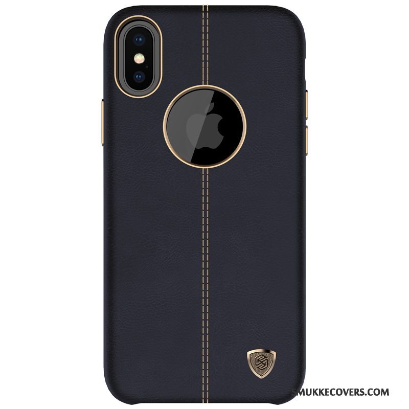 Etui iPhone X Læder Blå Anti-fald, Cover iPhone X Kreativ Telefonaf Personlighed