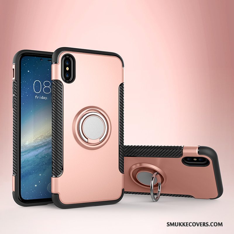 Etui iPhone X Læder Ring Bil, Cover iPhone X Support Anti-fald Telefon