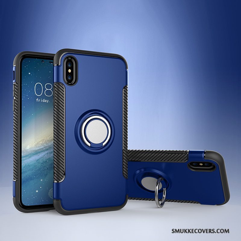 Etui iPhone X Læder Ring Bil, Cover iPhone X Support Anti-fald Telefon