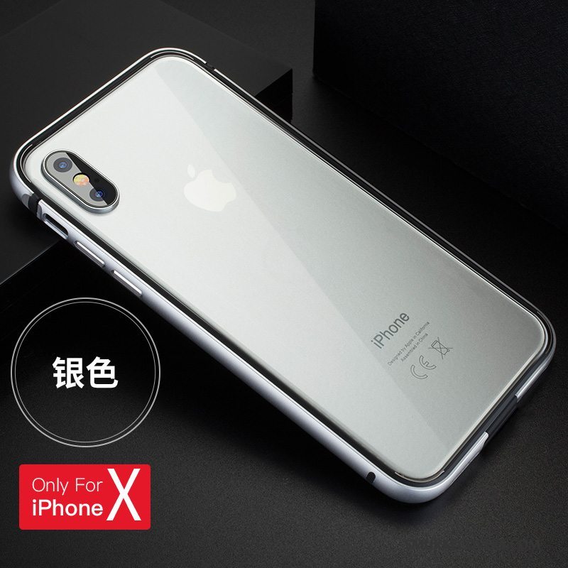 Etui iPhone X Metal Sort Ny, Cover iPhone X Silikone Ramme Telefon