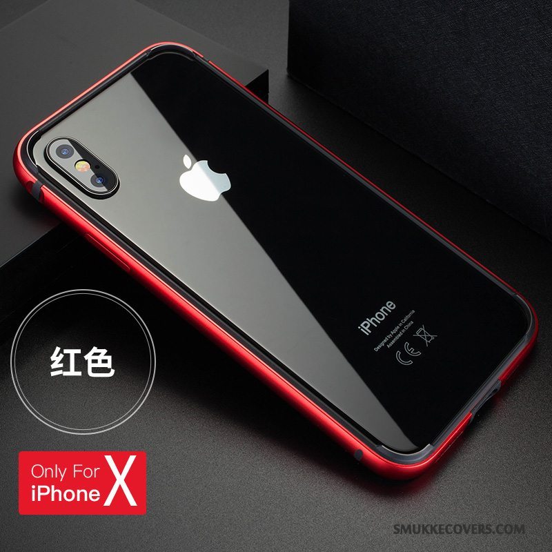 Etui iPhone X Metal Sort Ny, Cover iPhone X Silikone Ramme Telefon