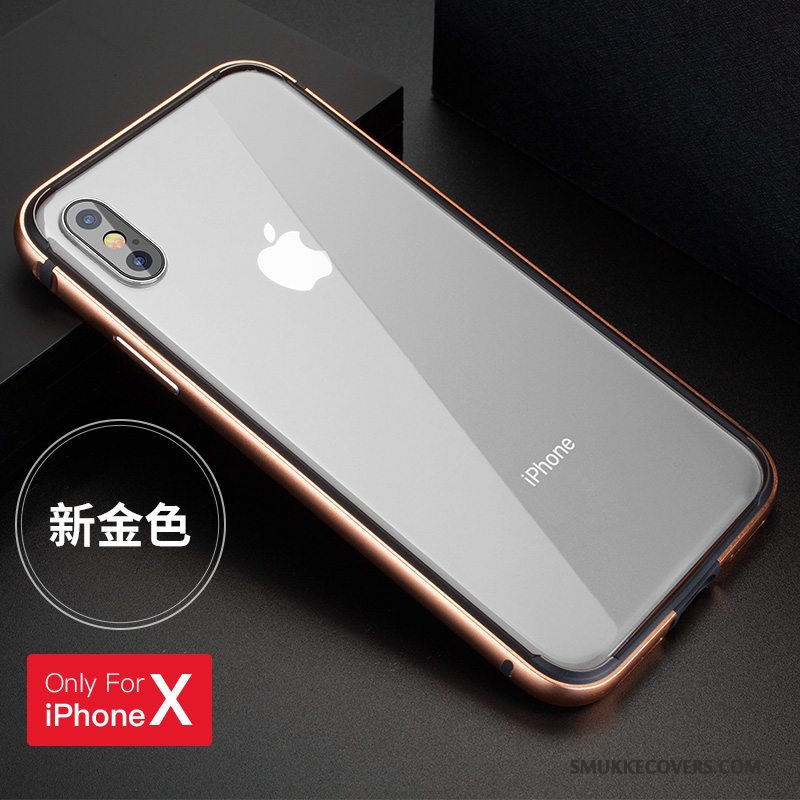 Etui iPhone X Metal Sort Ny, Cover iPhone X Silikone Ramme Telefon