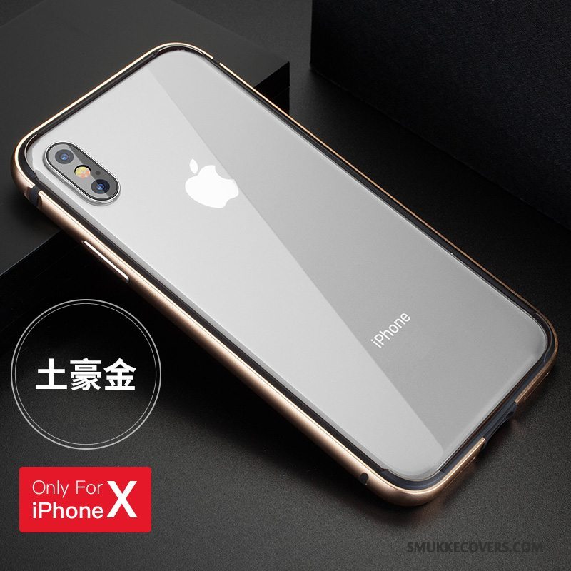 Etui iPhone X Metal Sort Ny, Cover iPhone X Silikone Ramme Telefon