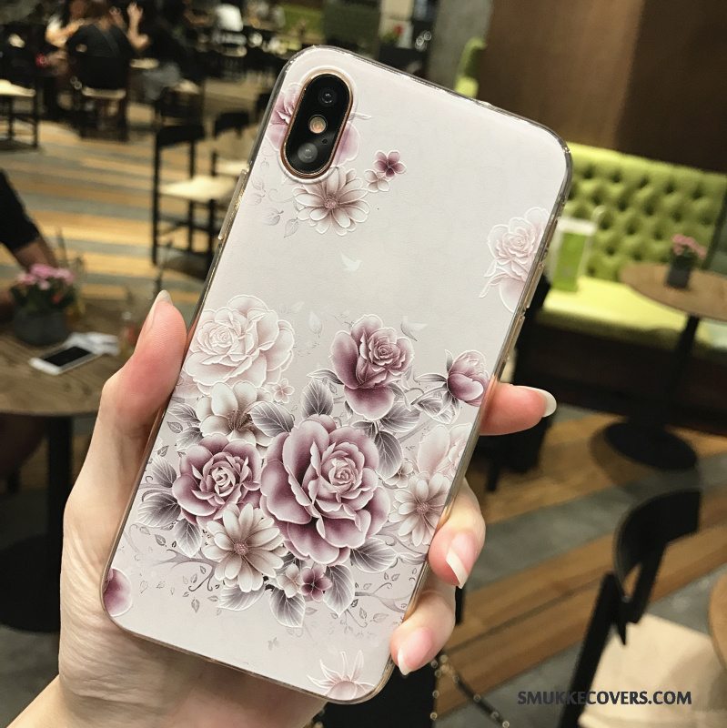 Etui iPhone X Relief Telefonlyserød, Cover iPhone X Tasker Lilla Trendy