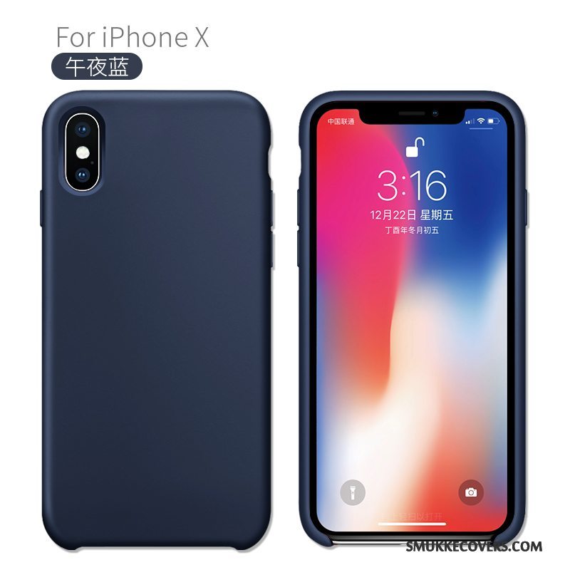 Etui iPhone X Silikone Anti-fald Blå, Cover iPhone X Blød Ny Telefon