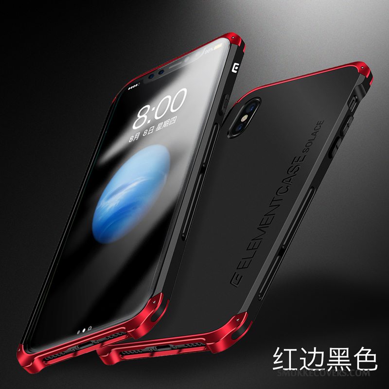 Etui iPhone X Silikone Anti-fald Telefon, Cover iPhone X Metal Rød Trendy