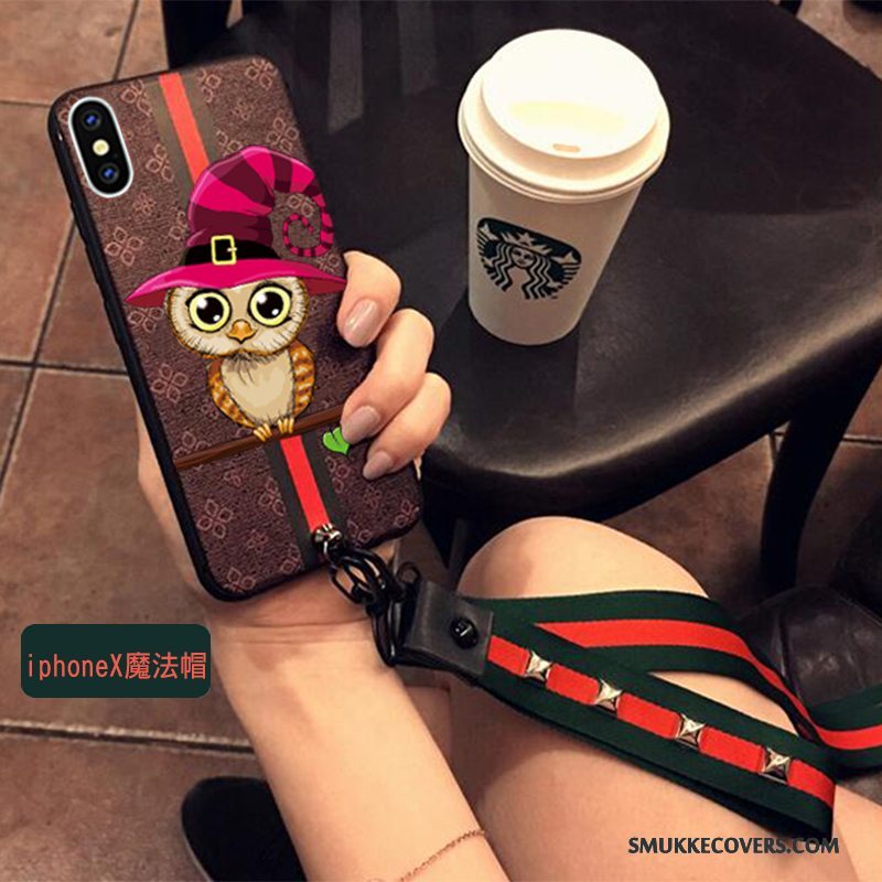 Etui iPhone X Silikone Hængende Ornamenter Trend, Cover iPhone X Blød Telefonanti-fald