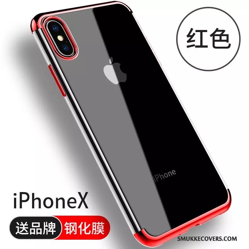 Etui iPhone X Silikone Telefonanti-fald, Cover iPhone X Rød Trend