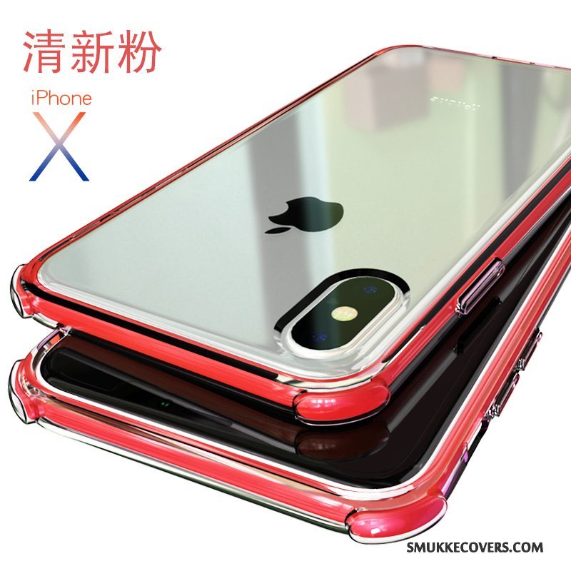 Etui iPhone X Tasker Anti-fald Telefon, Cover iPhone X Silikone Rød Ny