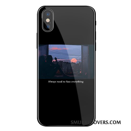 Etui iPhone X Tasker Glas Telefon, Cover iPhone X Silikone Anti-fald Grå