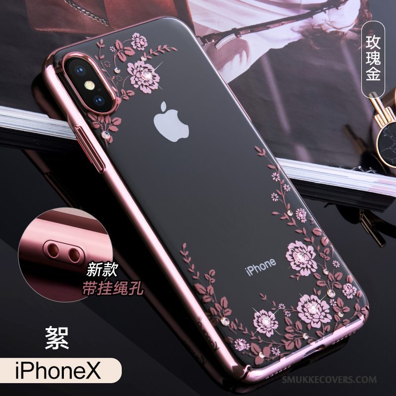 Etui iPhone X Tasker Guld Anti-fald, Cover iPhone X Strass Ny Telefon