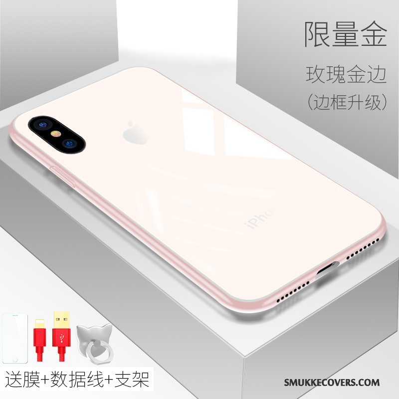 Etui iPhone X Tasker Lyserød Anti-fald, Cover iPhone X Silikone Telefonhvid