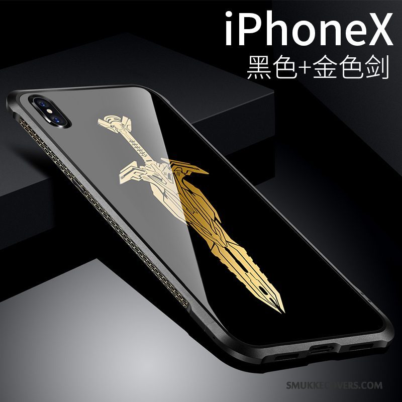 Etui iPhone X Tasker Sølv Ramme, Cover iPhone X Metal Tynd Telefon