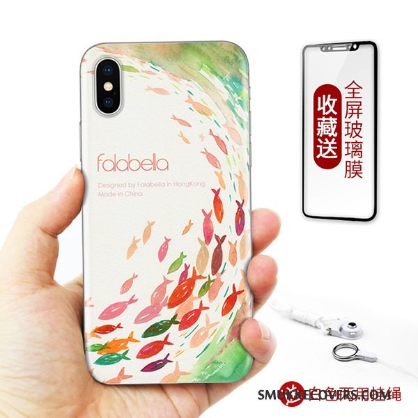 Etui iPhone X Tasker Telefonanti-fald, Cover iPhone X Farve Kunst Ny