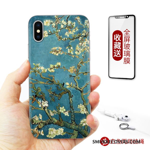 Etui iPhone X Tasker Telefonanti-fald, Cover iPhone X Farve Kunst Ny