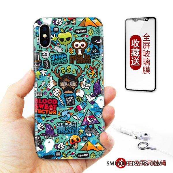 Etui iPhone X Tasker Telefonanti-fald, Cover iPhone X Farve Kunst Ny