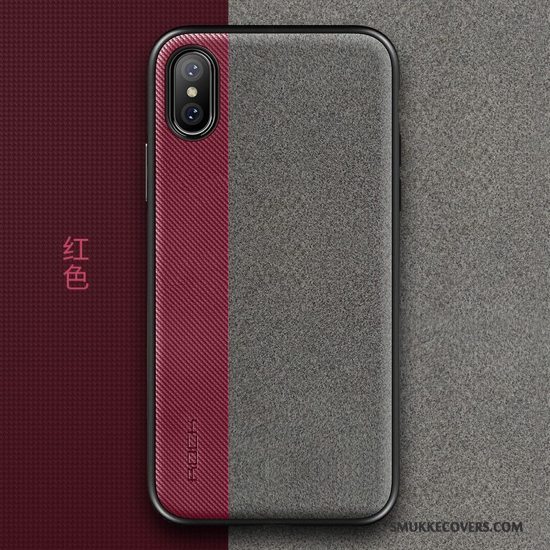 Etui iPhone X Tasker Telefonmørkeblå, Cover iPhone X Læder Fløjl Flannel