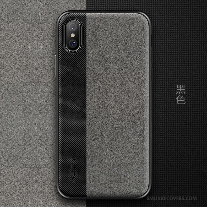 Etui iPhone X Tasker Telefonmørkeblå, Cover iPhone X Læder Fløjl Flannel