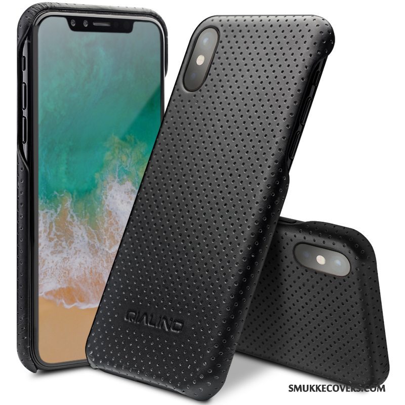 Etui iPhone X Tasker Telefonny, Cover iPhone X Læder Anti-fald Sort