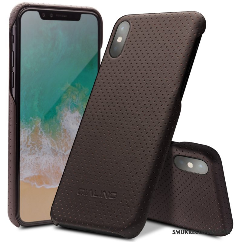 Etui iPhone X Tasker Telefonny, Cover iPhone X Læder Anti-fald Sort