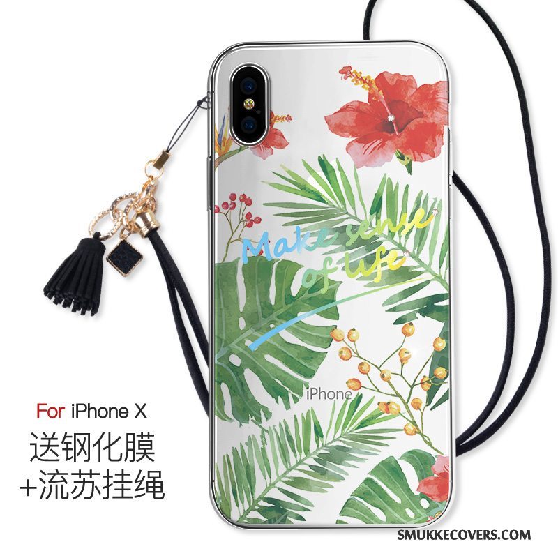 Etui iPhone X Tasker Trendy Gennemsigtig, Cover iPhone X Ny Lyserød