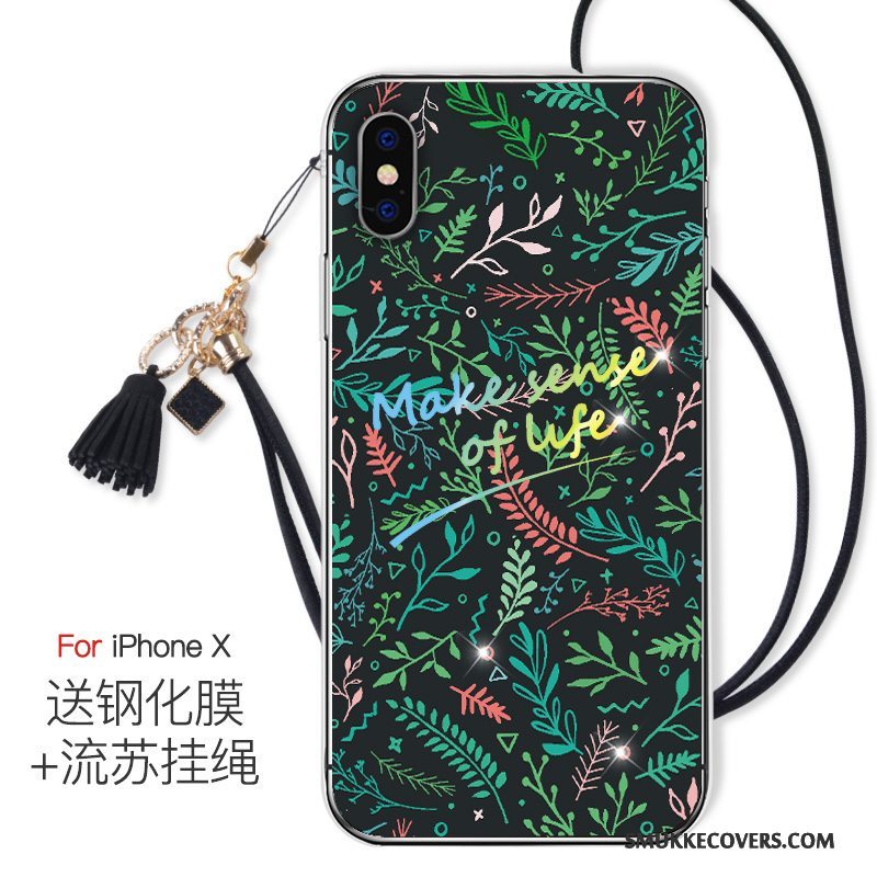 Etui iPhone X Tasker Trendy Gennemsigtig, Cover iPhone X Ny Lyserød